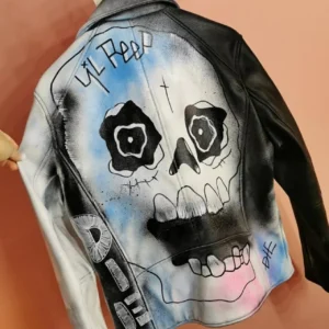 Lil Peep Never Say Die Hand Painted Leather Jacket