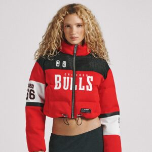 Women's Chicago Bulls Off Season x NBA Red Cropped Puffer Jacket