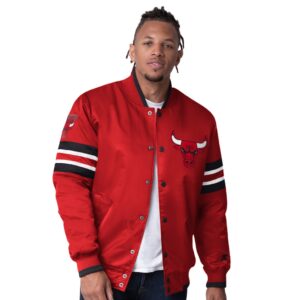 Men's Chicago Bulls Starter Red Scout Varsity Satin Full-Snap Jacket