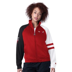Women's Chicago Bulls Starter Red Line Up Dolman Raglan Full-Zip Track Jacket Women's Chicago Bulls Starter Red Line Up Dolman Raglan Full-Zip Track Jacket