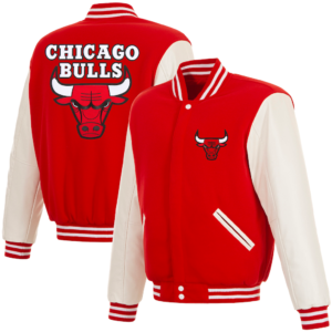 Men's Chicago Bulls JH Design Red Reversible Varsity Full-Snap Jacket