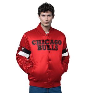 Men's Chicago Bulls Starter Red Triple Option Varsity Full-Snap Satin Jacket