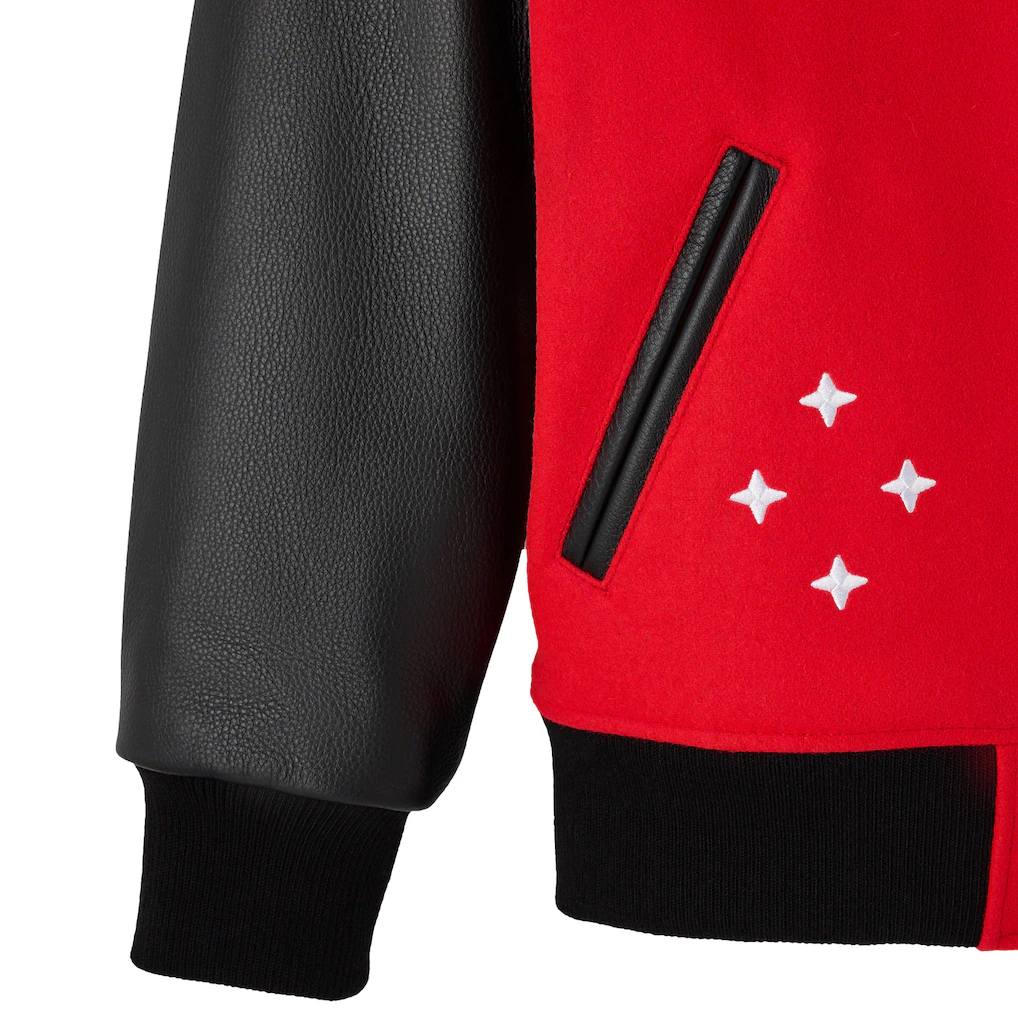 Men's Chicago Bulls OVO x NBA Red Full-Snap Varsity Jacket - Image 6