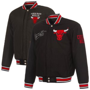 Men's Chicago Bulls JH Design Black Reversible Wool Full-Snap Jacket