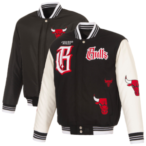Men's Chicago Bulls JH Design Black Gothic Full-Button Jacket