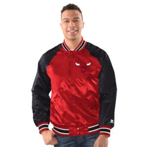 Men's Chicago Bulls Starter Red/Black Inductee Full-Snap Varsity Jacket