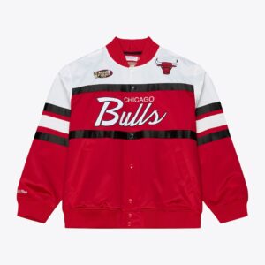 Men's Chicago Bulls Mitchell & Ness Red Hardwood Classics Head Coach Lightweight Satin Full-Snap Jacket