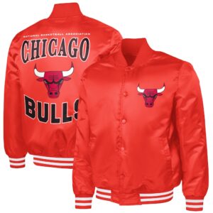 Men's Chicago Bulls G-III Sports by Carl Banks Red Adaptive Bold Logo Satin Varsity Jacket