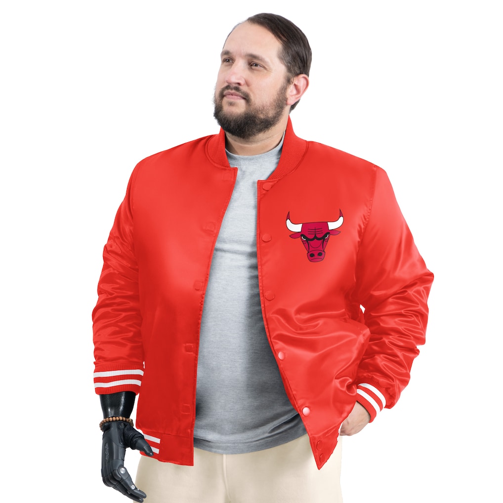 Men's Chicago Bulls G-III Sports by Carl Banks Red Adaptive Bold Logo Satin Varsity Jacket - Image 2