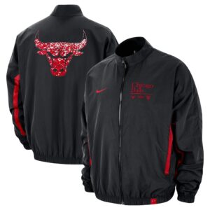 Men's Chicago Bulls Nike Black Courtside Vintage Warmup Full-Zip Jacket