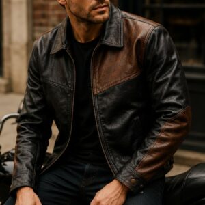 Men’s Black & Brown Leather Biker Jacket | Motorbike Riding Jackets | Two Tone Jackets